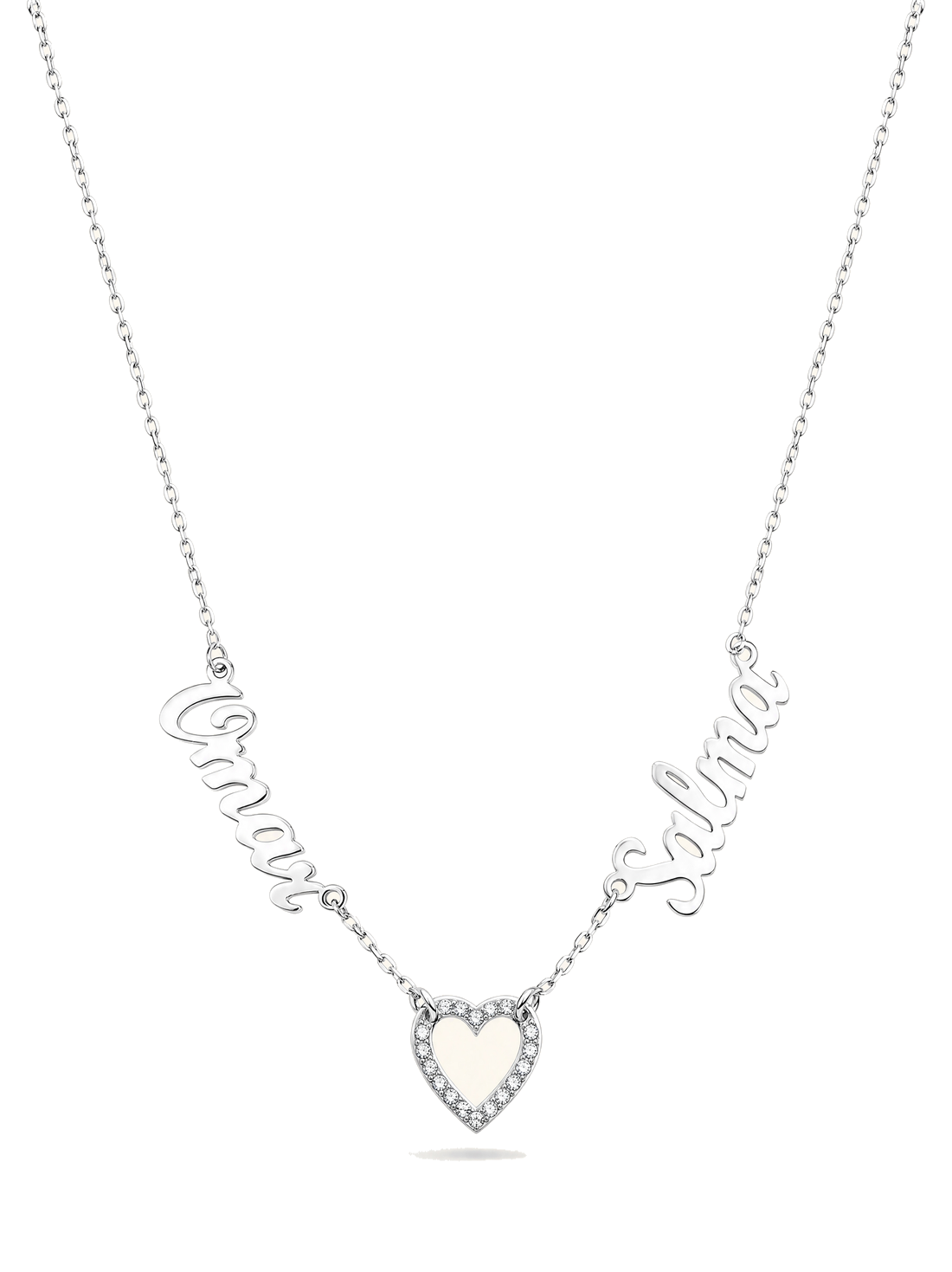 Duet Names Necklace — silver