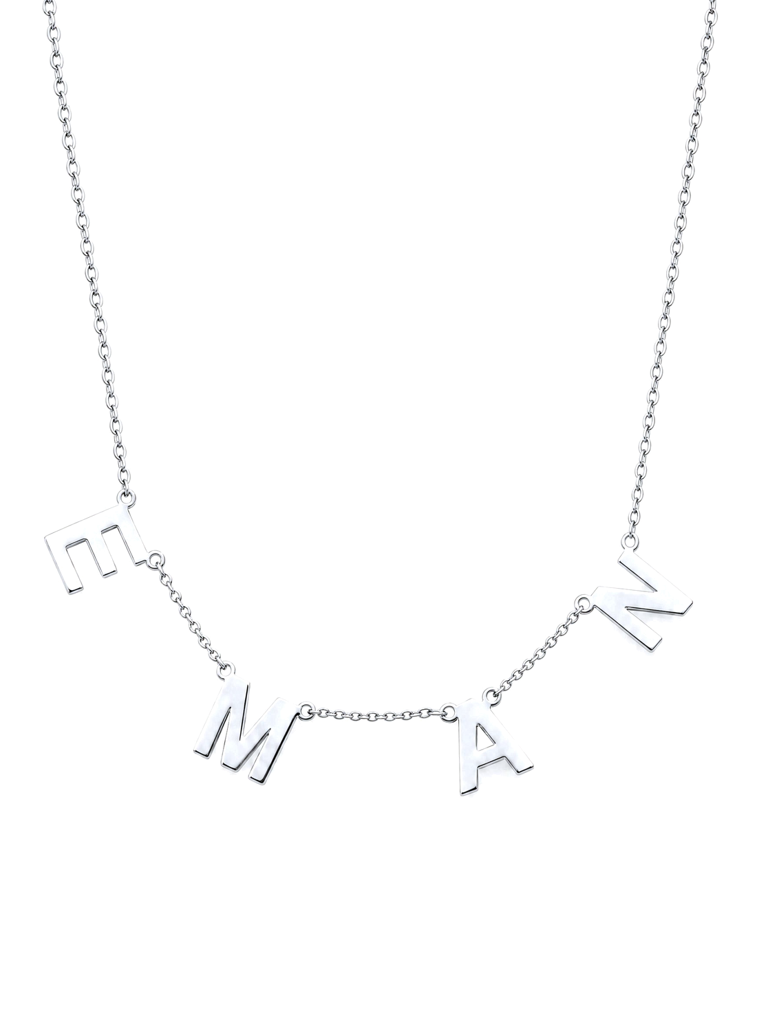 SOLENE. floating letters necklace in 925 silver