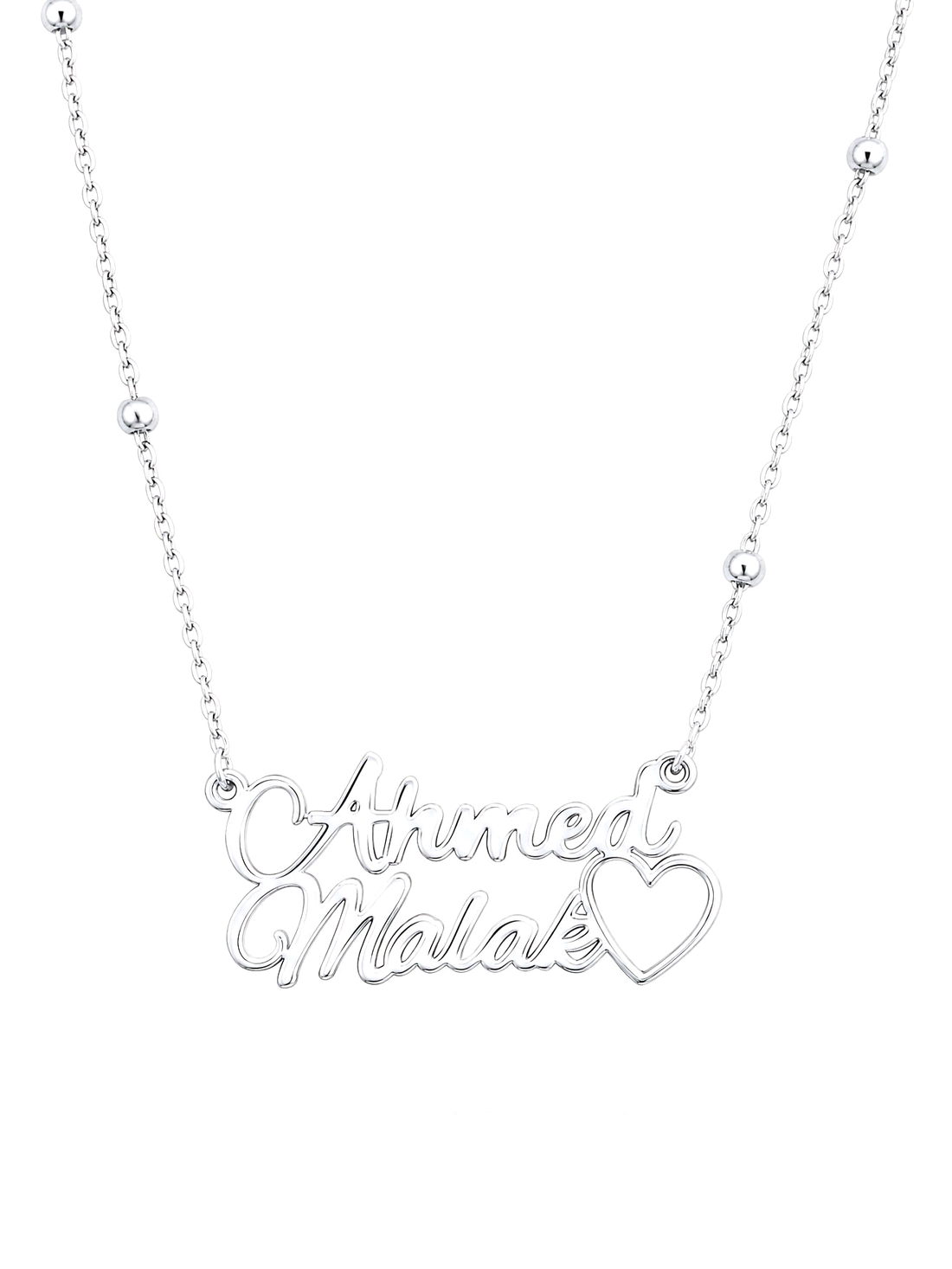 SOLENE. names heart necklace in 925 silver