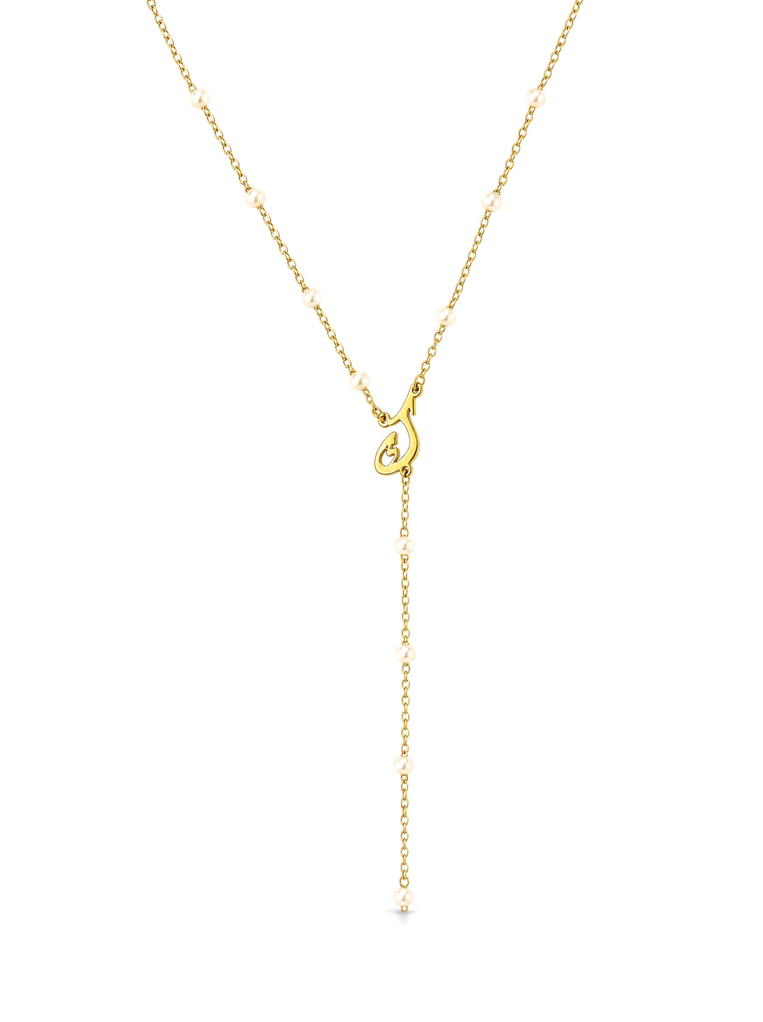 SOLENE. initial pearl necklace in 21k gold