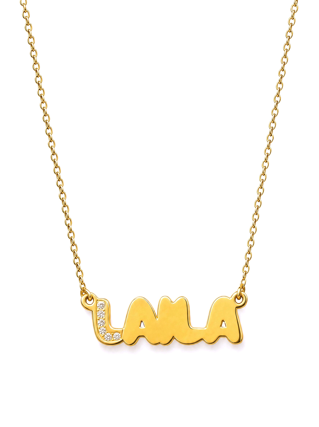 SOLENE. bubble name necklace in 21k gold