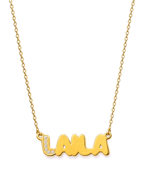 SOLENE. bubble name necklace in 21k gold