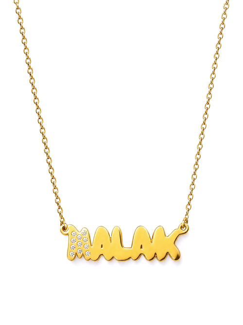 SOLENE. bubble name necklace in 21k gold