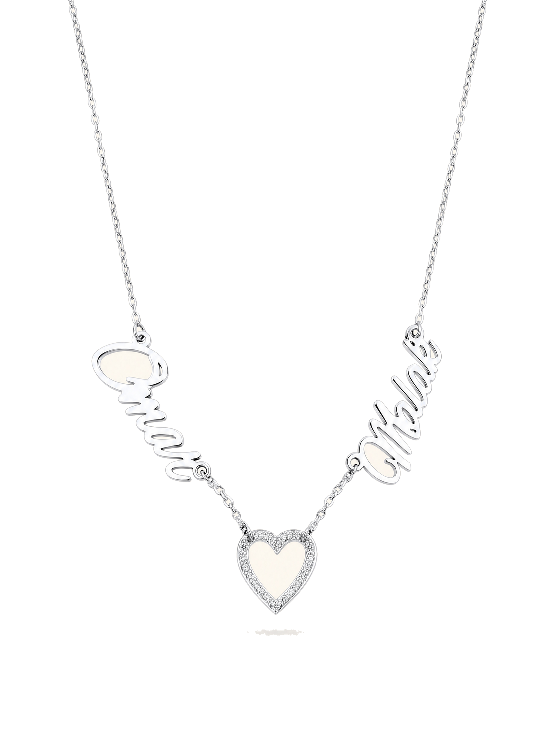 Duet Names Necklace — silver