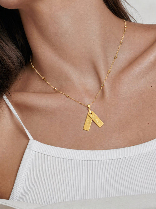 Editorial — SOLENE. Birth Flower Necklace in 21k gold — on model