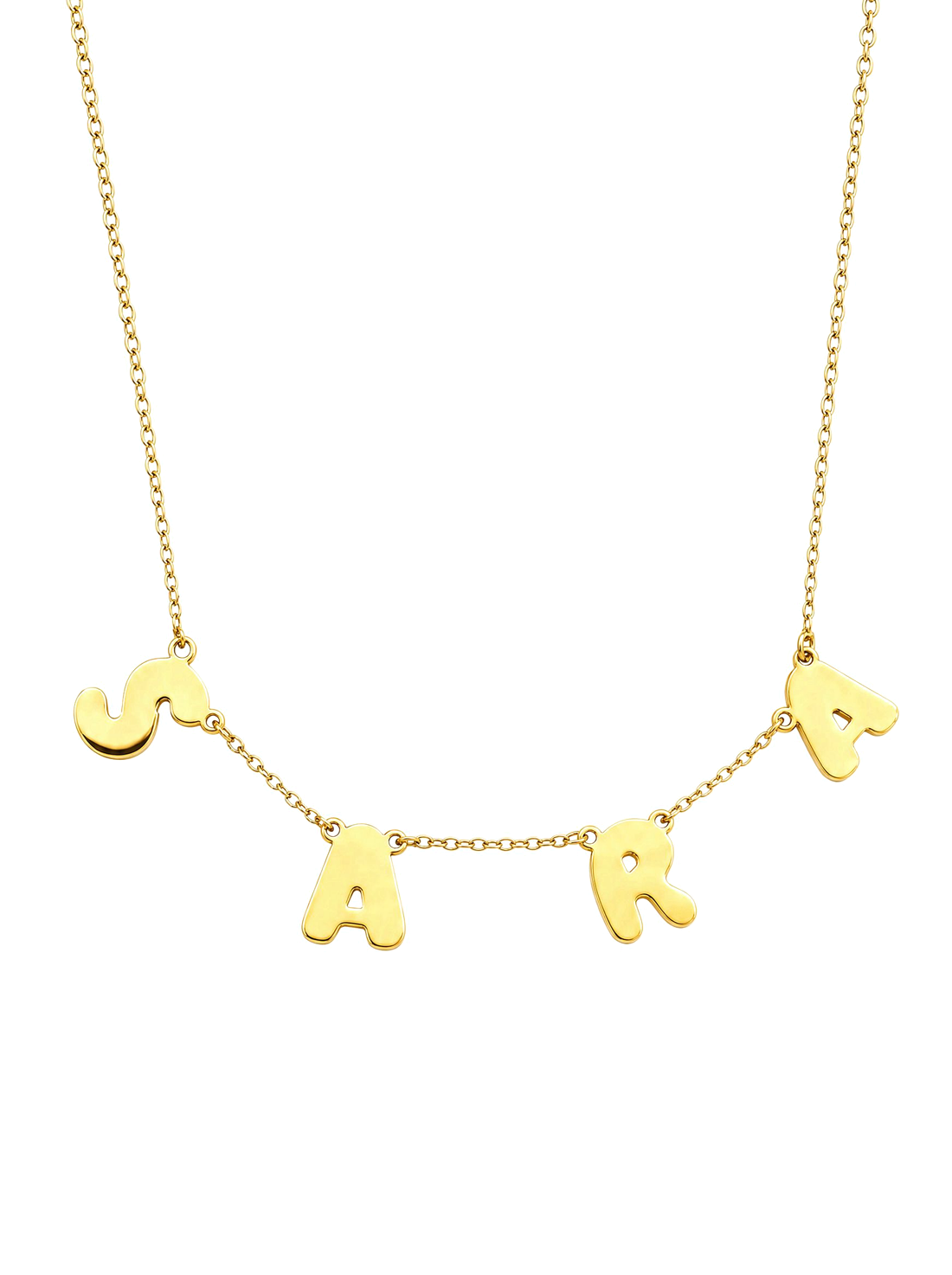 SOLENE. floating letters necklace in 21k gold
