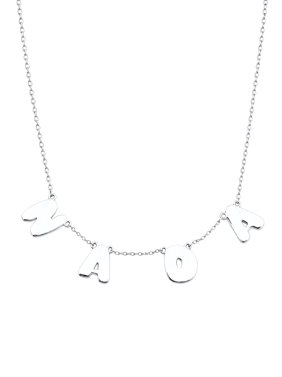 SOLENE. floating letters necklace in 925 silver