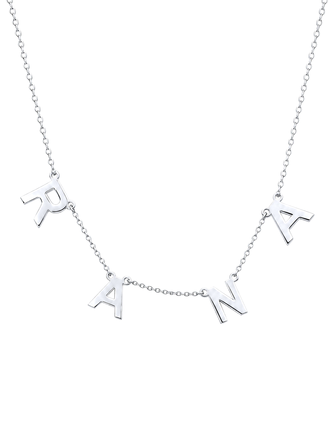 SOLENE. floating letters necklace in 925 silver