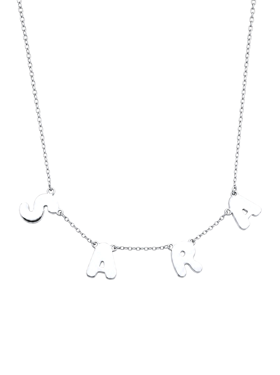 SOLENE. floating letters necklace in 925 silver