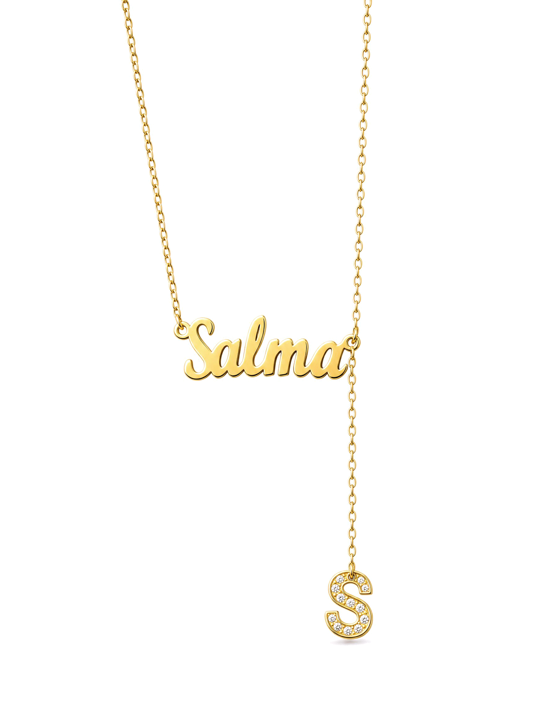 SOLENE. initial drop necklace in 21k gold