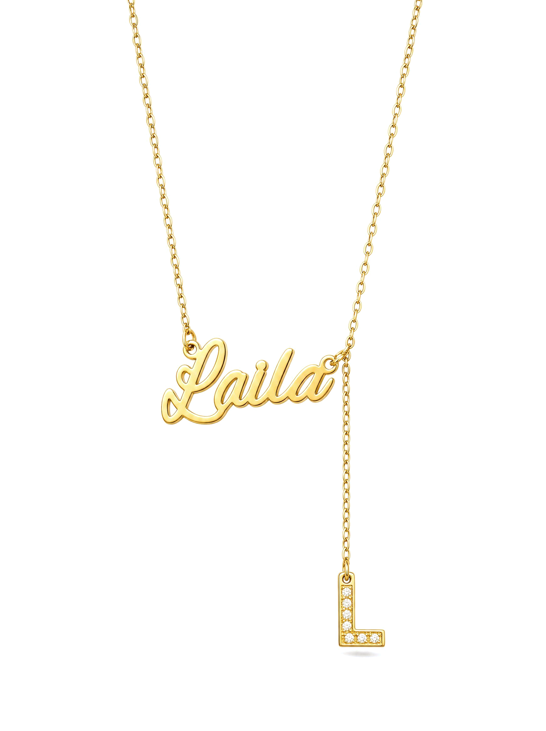 SOLENE. initial drop necklace in 21k gold