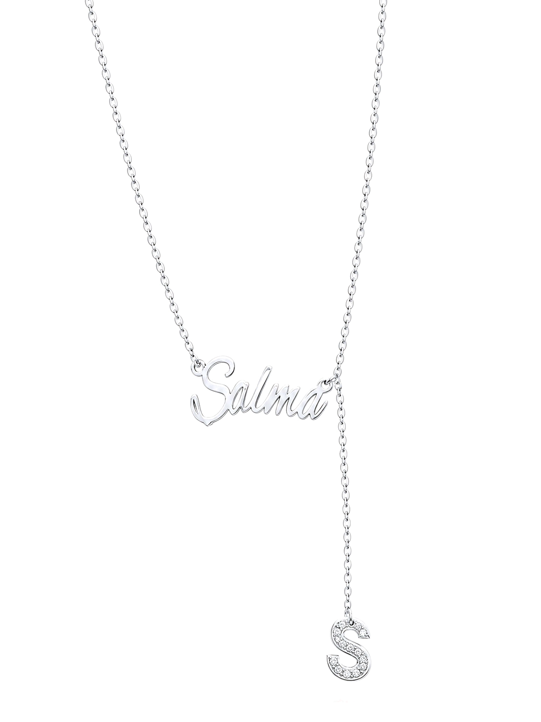 SOLENE. initial drop necklace in 925 silver