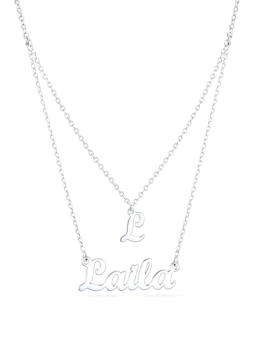 SOLENE. layered initial name in 925 silver