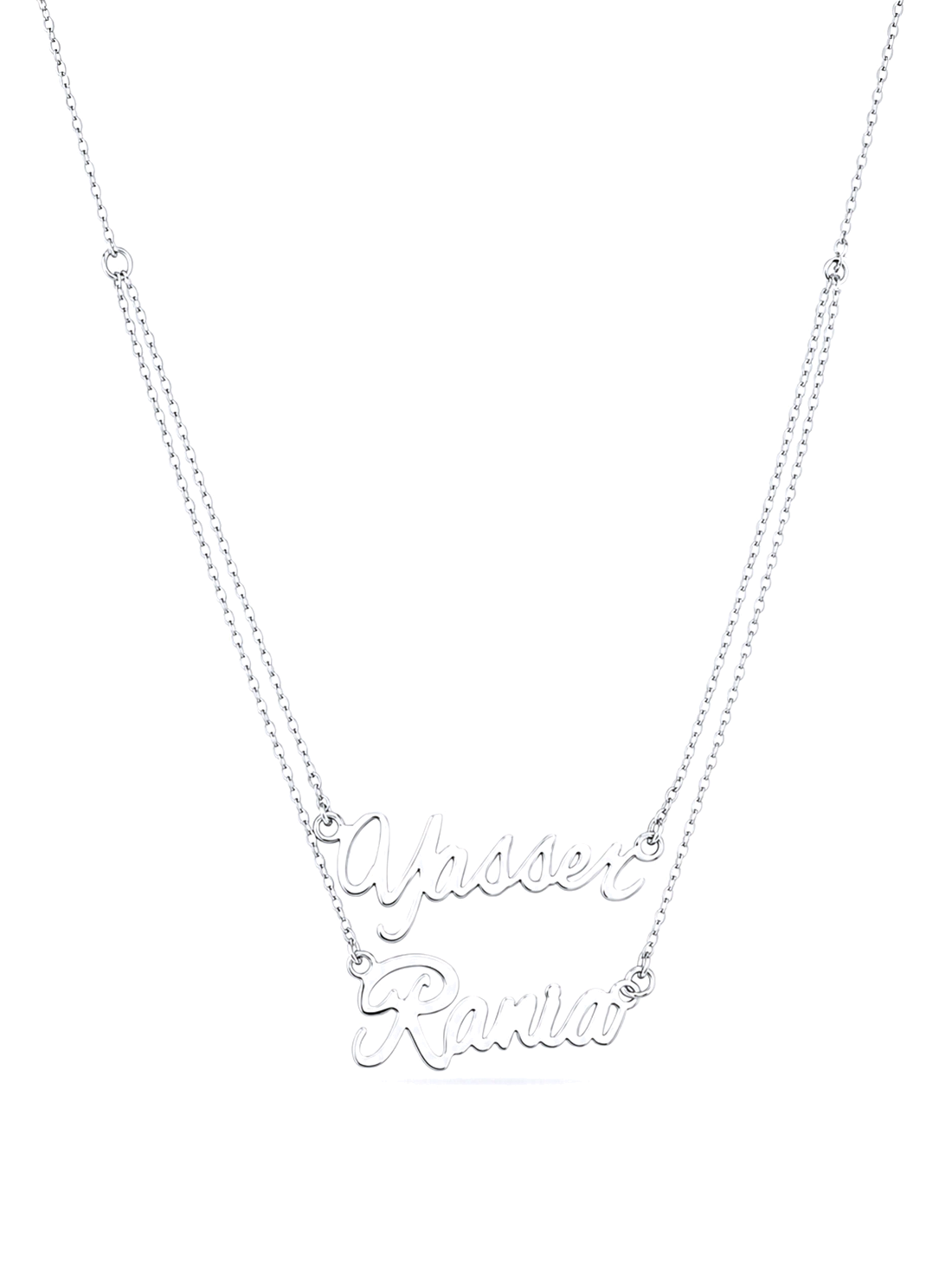SOLENE. layered names necklace in 925 silver