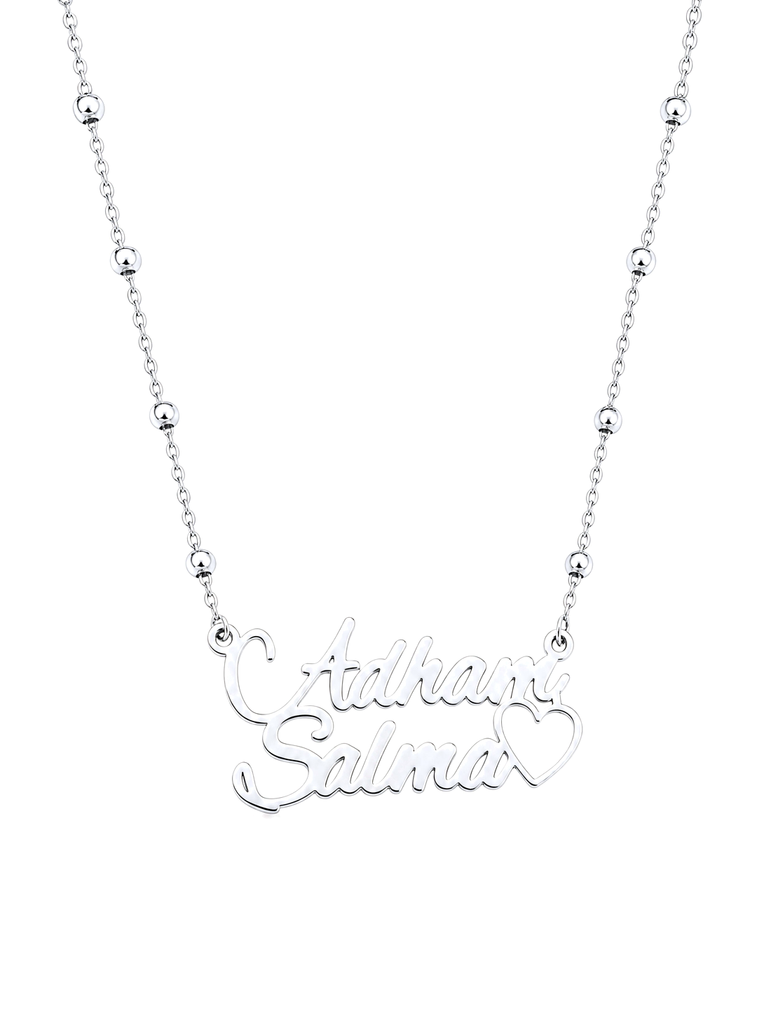SOLENE. names heart necklace in 925 silver
