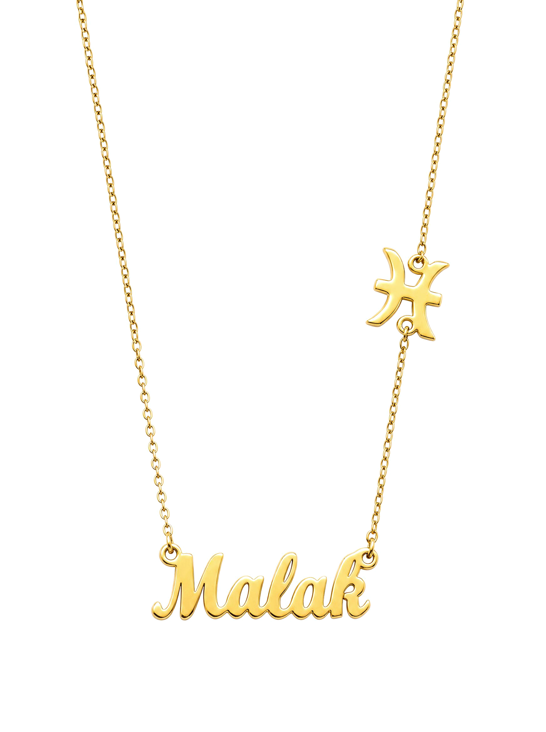 SOLENE. zodiac name necklace in 21k gold